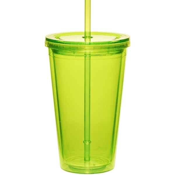 16 oz Acrylic Tumbler w/ Custom logo & Matching Lid & Straw