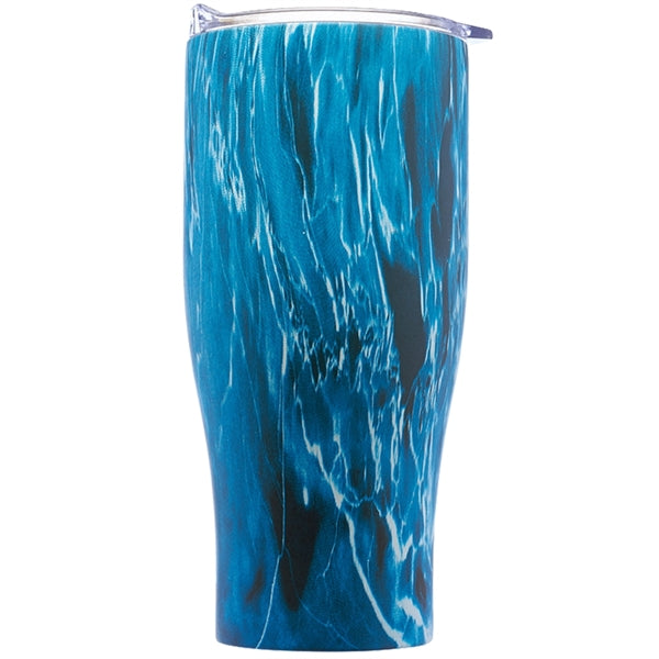 27 Oz Striped Steel Tumbler w/ Clear Push Lid & EVA Pad