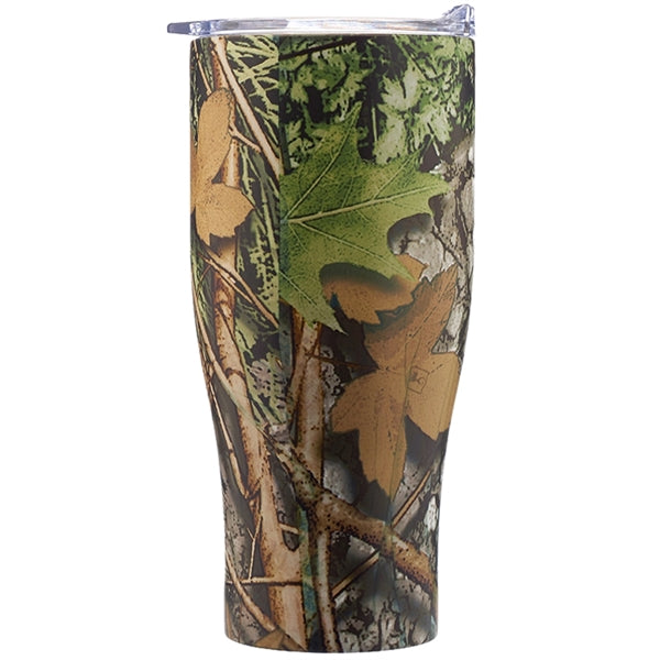 27 Oz Striped Steel Tumbler w/ Clear Push Lid & EVA Pad