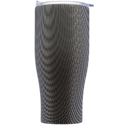 27 Oz Striped Steel Tumbler w/ Clear Push Lid & EVA Pad