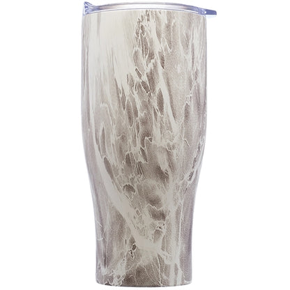 27 Oz Striped Steel Tumbler w/ Clear Push Lid & EVA Pad