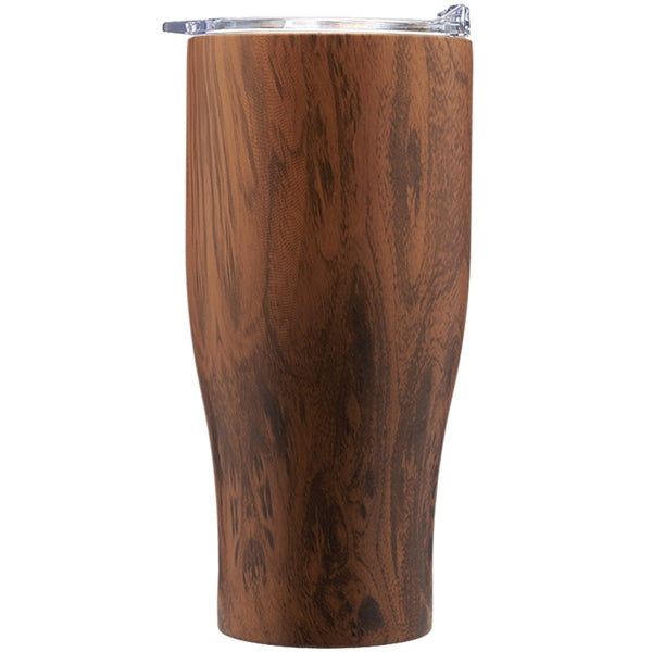 27 Oz Striped Steel Tumbler w/ Clear Push Lid & EVA Pad
