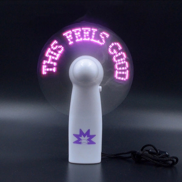 Handheld LED Light Up Glow Fan with Lanyard