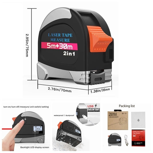 2-in-1 LCD Digital Display tape measure