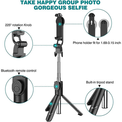 Extendable Selfie Stick Tripod with Detachable Wireless