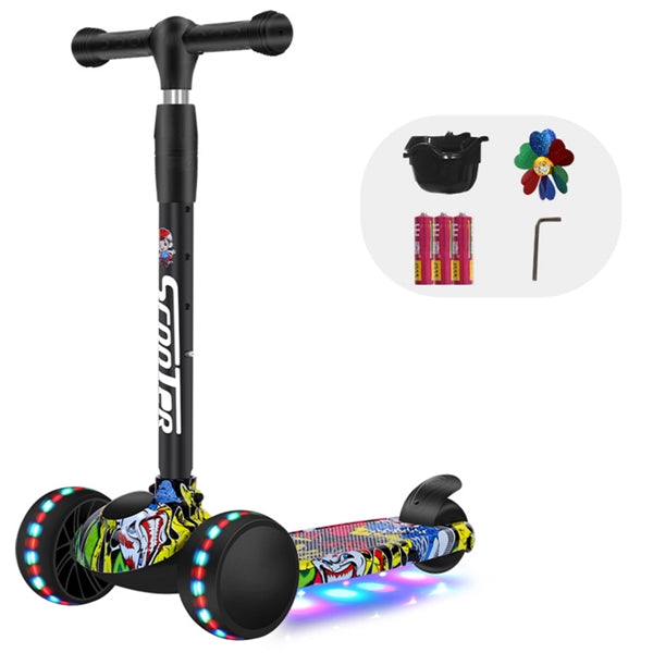 Foldable LED Flash 3 Wheel Scooter Height Adjustable Music
