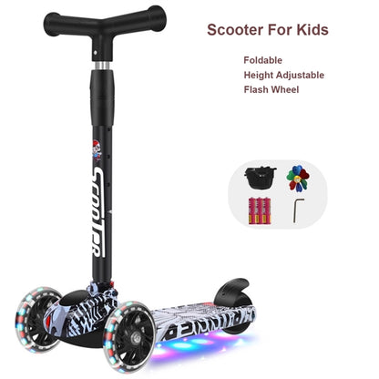 Foldable LED Flash 3 Wheel Scooter Height Adjustable Music