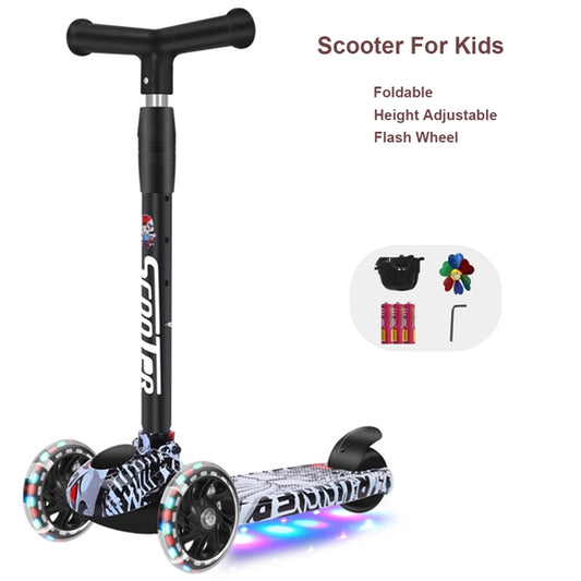 Foldable LED Flash 3 Wheel Scooter Height Adjustable Music