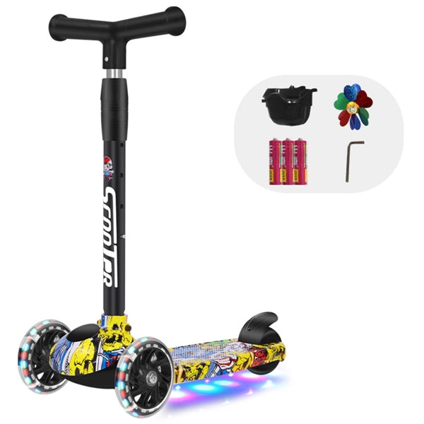 Foldable LED Flash 3 Wheel Scooter Height Adjustable Music