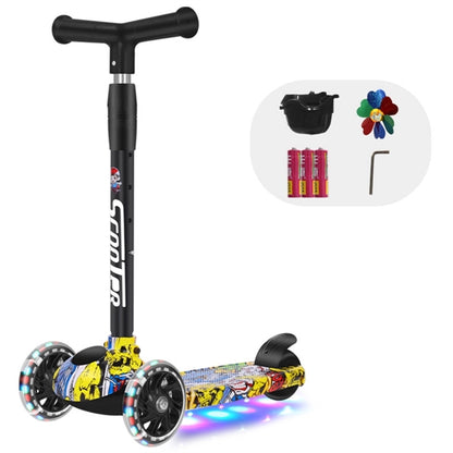 Foldable LED Flash 3 Wheel Scooter Height Adjustable Music
