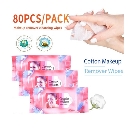 80pcs Cotton Makeup Remover Cleaning Wet Wipes