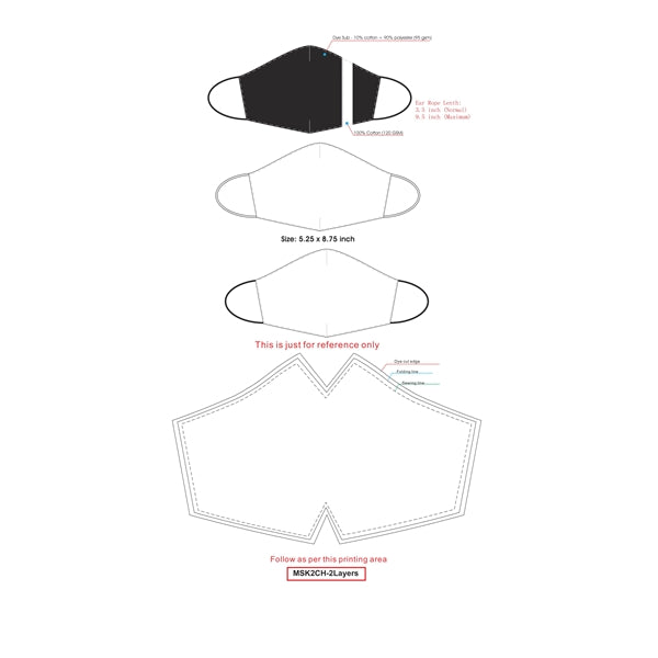 2-Layer Cotton Face Mask w/ Full Color Imprint & Bottom Hold
