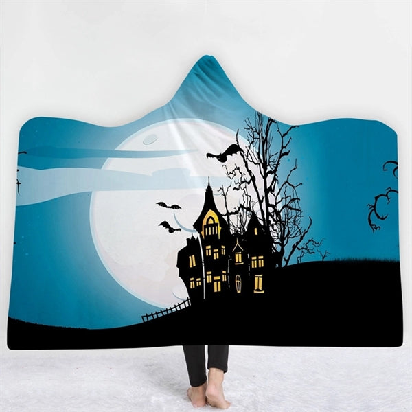 Wearable Hooded Throw Blankets Wrap Cloak Cape