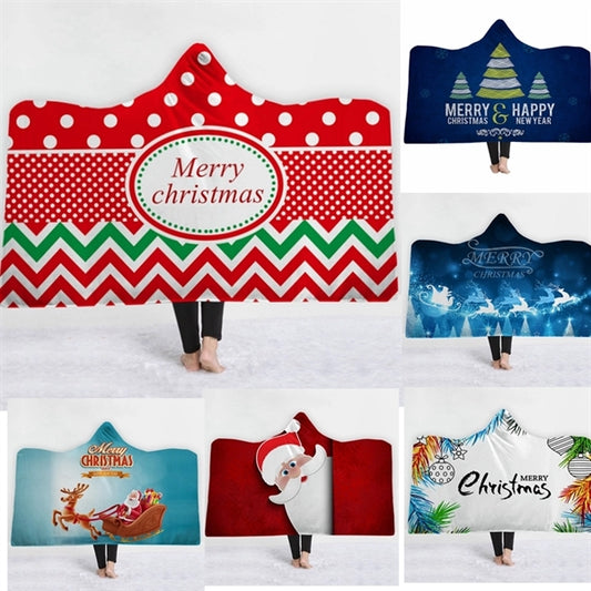 Christmas Wearable Hooded Throw Blankets Wrap Cloak Cape