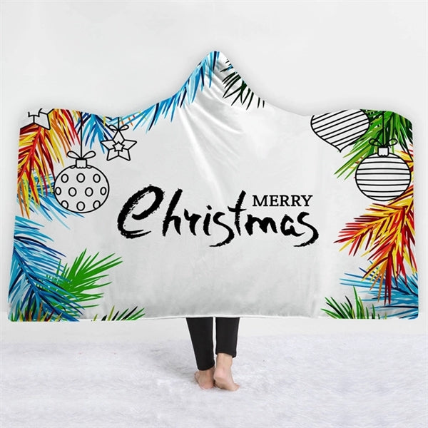 Christmas Wearable Hooded Throw Blankets Wrap Cloak Cape