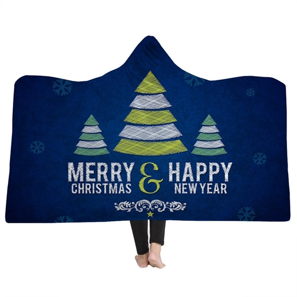 Christmas Wearable Hooded Throw Blankets Wrap Cloak Cape