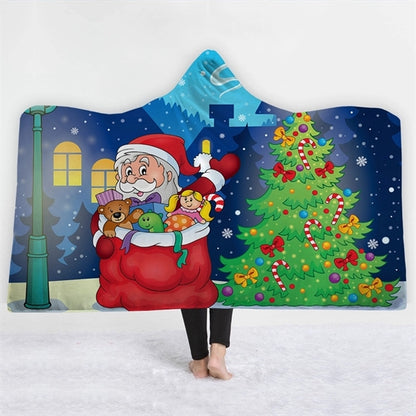 Christmas Wearable Hooded Throw Blankets Wrap Cloak Cape