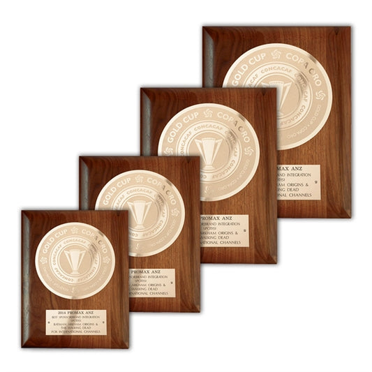 Etch/Frosted Plaq - Walnut Rolled Edge/Gold