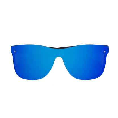 Reflective Frame-less Sunglasses with Wood Tone Arms
