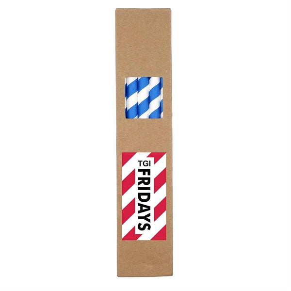 10 Pack Biodegradable Paper Straws in Box (0.8cm dia.)