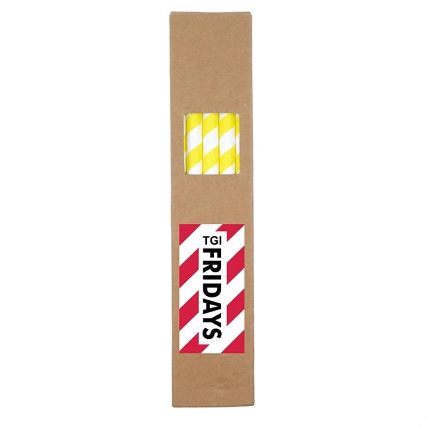 10 Pack Biodegradable Paper Straws in Box (0.8cm dia.)