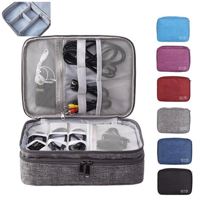 Three-Layer Travel Electronics Organizer Case