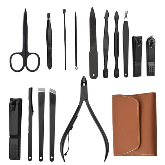 16 in 1 Manicure Kit With Portable PU Leather Case