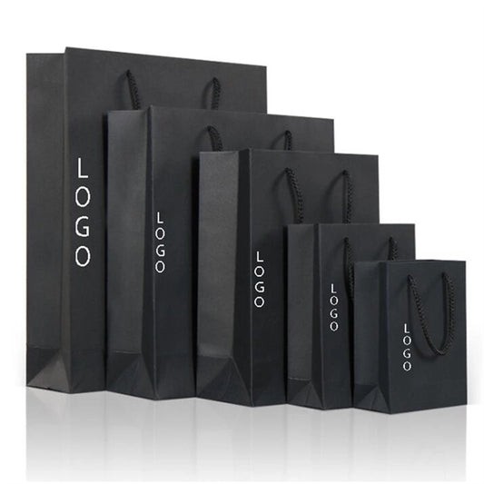Black Cardboard Coated Paper Bags.Custom Gift Bags