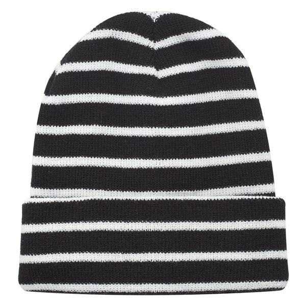 Striped Beanie w/ Custom Embroidery Two-Tone Beanies