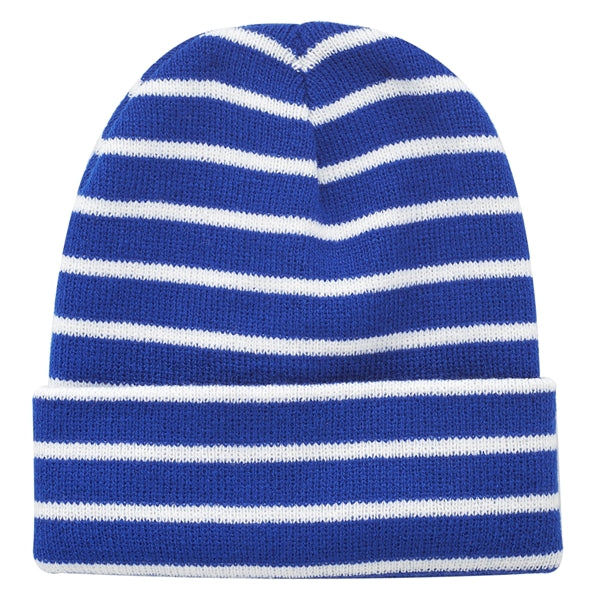 Striped Beanie w/ Custom Embroidery Two-Tone Beanies