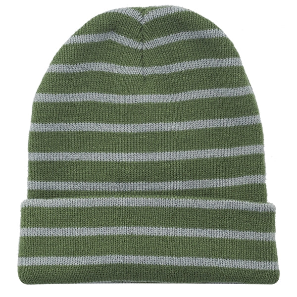 Striped Beanie w/ Custom Embroidery Two-Tone Beanies