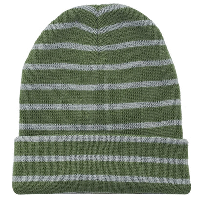 Striped Beanie w/ Custom Embroidery Two-Tone Beanies