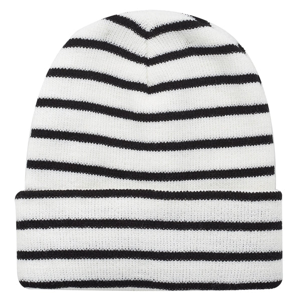 Striped Beanie w/ Custom Embroidery Two-Tone Beanies