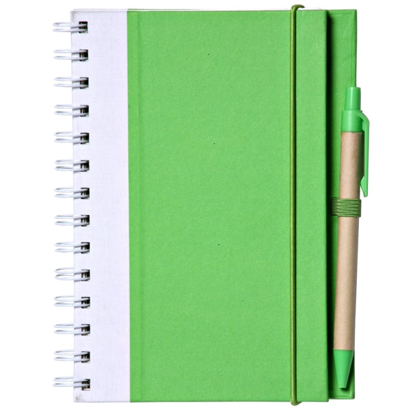 Recyclable Spiral Notebook w/ Pen Two-Tone ECO Notepad