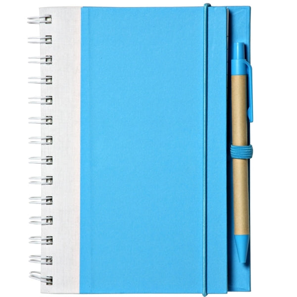 Recyclable Spiral Notebook w/ Pen Two-Tone ECO Notepad