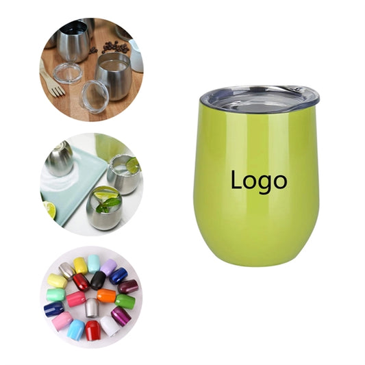 12 OZ Vacuum Stainless Steel Wine Goblet With Lid