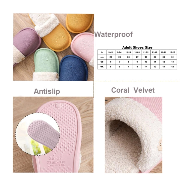 Unisex Detachable Washable Winter Scuff House Slippers