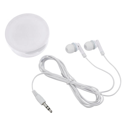 Earbuds In Round Plastic Case