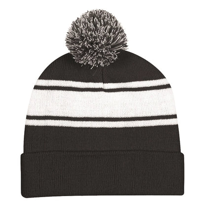 Ideal Two-tone Knitted Pom Beanie for Winter