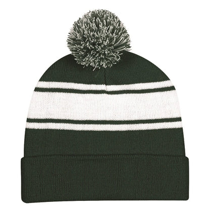Ideal Two-tone Knitted Pom Beanie for Winter