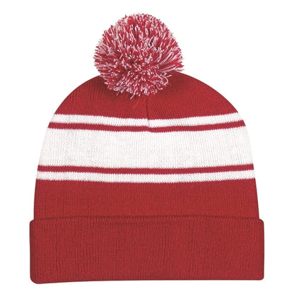 Ideal Two-tone Knitted Pom Beanie for Winter