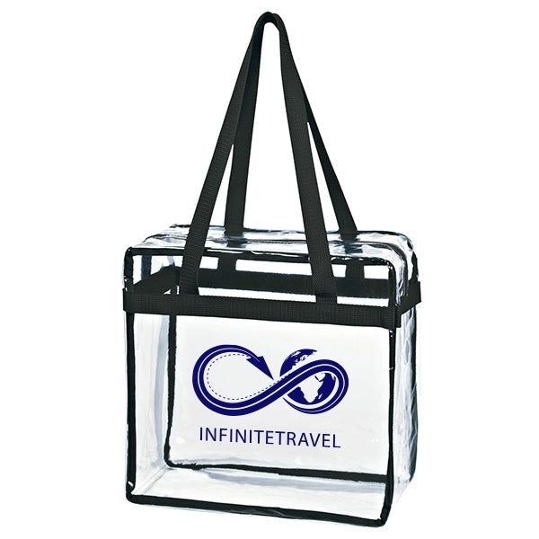 Transparent Tote Bag with Zipper for Silkscreen Imprint