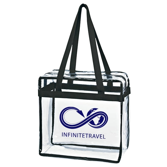 Transparent Tote Bag with Zipper for Silkscreen Imprint