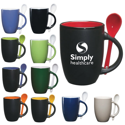 Multiple Colored 12 oz Mug with Spoon