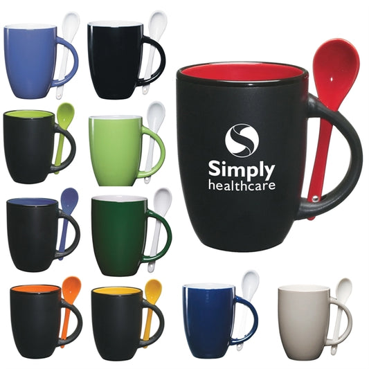 Multiple Colored 12 oz Mug with Spoon