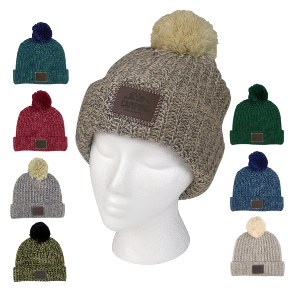 Leatherette Pom Beanie