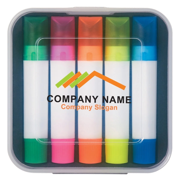 5 compact Gel wax highlighters in portable pocket case