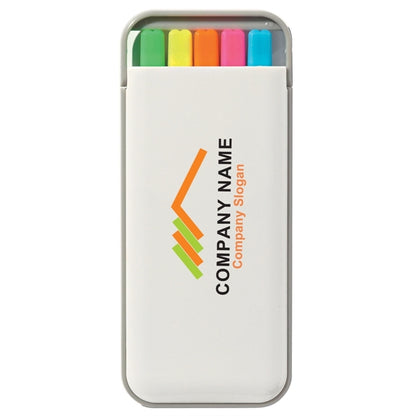 5 Chisel Tip Highlighters in Portable Highlightr Box