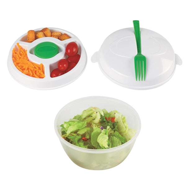 Portable Multi-Compartment Salad Bowl