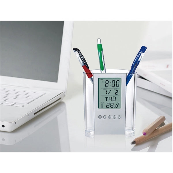 Pen Holder With Digital Clock